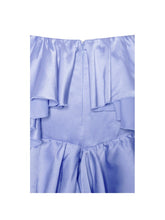 Maren Blue Satin Cutout Ruffle Dress