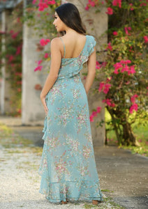 Teal Linnea Floral Maxi Dress