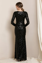 Black V Neck Sequin Maxi Dress