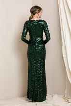 Dark Green V Neck Sequin Maxi Dress
