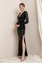 Black V Neck Sequin Maxi Dress