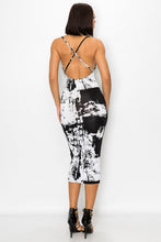Print Fabric Sleeveless Midi Dress With Cross Back