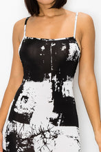 Print Fabric Sleeveless Midi Dress With Cross Back