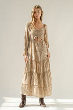 Taupe Moss Velvet Tiered Dress