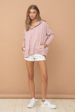 Rose Oversized Snap Up Hooded Pullover