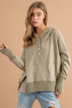 Khaki Oversized Snap Up Hooded Pullover