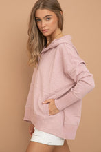 Rose Oversized Snap Up Hooded Pullover