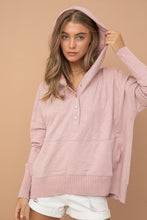 Rose Oversized Snap Up Hooded Pullover
