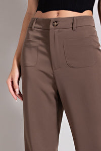 Dark Brown  Straight Leg Pants