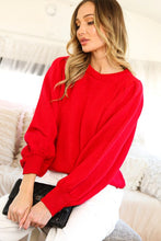 Red Long Sleeve With Pin Tuck Detail Cut Out Back Sweater Top