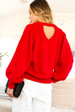 Red Long Sleeve With Pin Tuck Detail Cut Out Back Sweater Top