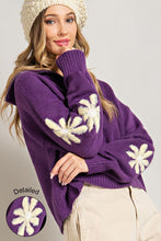Purple Quarter Zip Flower Detail Sweater