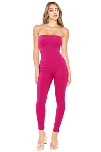 Fuchsia Snatched Under Bust Tube Top Jumpsuit
