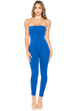 Blue Snatched Under Bust Tube Top Jumpsuit