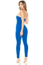 Blue Snatched Under Bust Tube Top Jumpsuit