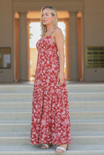 Red Print Rayon Gauze Tiered Maxi Dress
