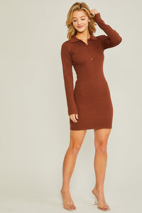 Auburn Long Sleeve Ribbed Polo Dress