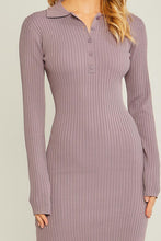 Violet Long Sleeve Ribbed Polo Dress