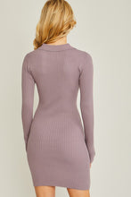 Violet Long Sleeve Ribbed Polo Dress