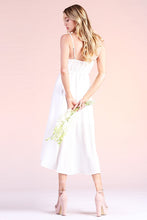 White Textured Solid Overlap Cami Midi Dress