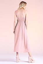 Light Pink Textured Solid Overlap Cami Midi Dress