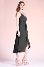 Black Textured Solid Overlap Cami Midi Dress