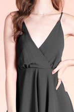 Black Textured Solid Overlap Cami Midi Dress