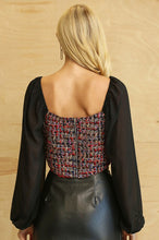 Black Tweed Bodice and Chiffon Square Top