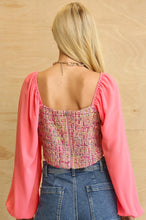 Rose Tweed Bodice and Chiffon Square Top