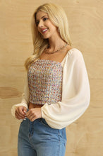 Off White Tweed Bodice and Chiffon Square Top