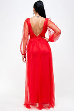 Red Mesh Long Dress