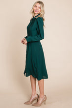 Hunter Green Pintucked Front Button Down Shirtdress With Belt