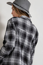 Black Open Front Plaid Long Jacket