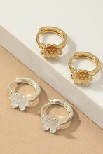 Silver Mini Flower Huggie Hoop Earrings