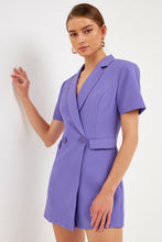 Purple Short Sleeve Blazer Romper