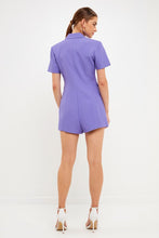 Purple Short Sleeve Blazer Romper
