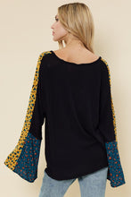 Black Mini Waffle Bell Sleeve Tunic Top