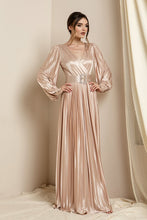 Champagne Surplice V Neck Satin Dress With Belt