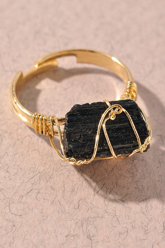 Black Crystal Gem Statement Rings