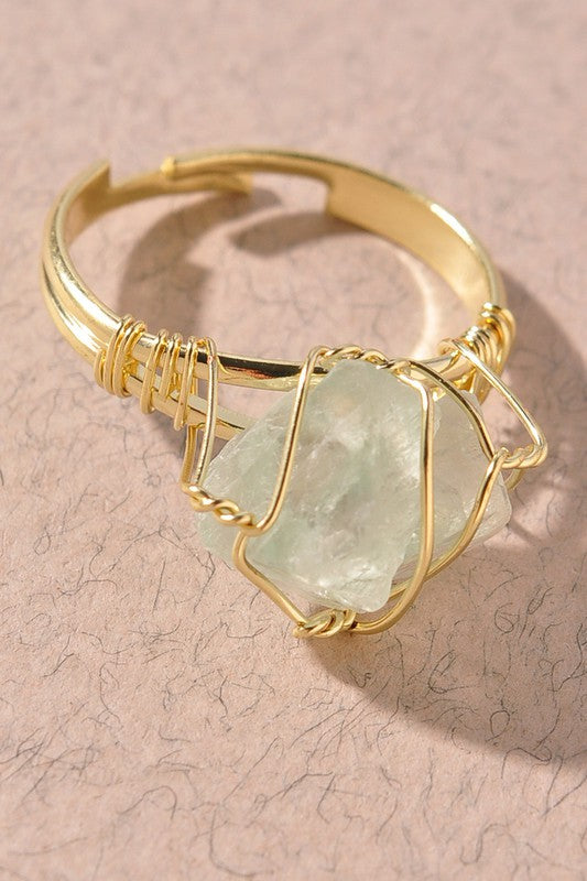 Mint Crystal Gem Statement Rings
