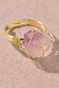 Purple Crystal Gem Statement Rings