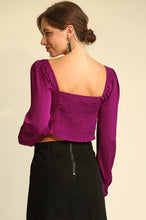 Magenta Satin Square Neck Hook and Eye Crop Top