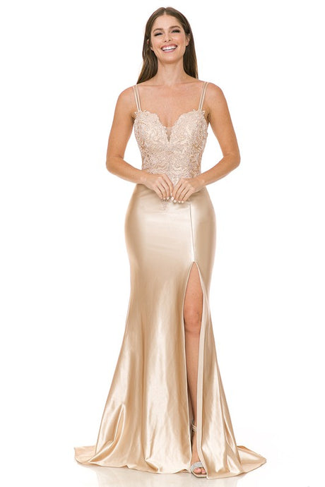 Champagne Gold Sweetheart Embroidered Formal Dress With Jacket