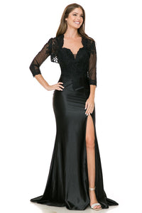 Black Sweetheart Embroidered Formal Dress With Jacket