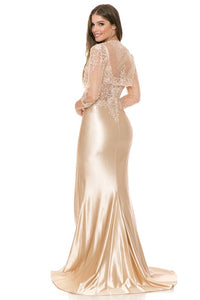 Champagne Gold Sweetheart Embroidered Formal Dress With Jacket