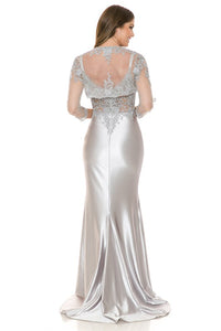 Silver Sweetheart Embroidered Formal Dress With Jacket