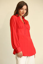 Red Satin Deel and Plunge Tunic Top