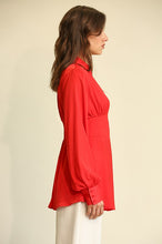Red Satin Deel and Plunge Tunic Top