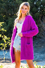 Fuchsia Fuzzy Cable Cardigan
