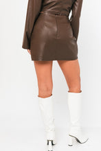 Brown Faux Leather Skort With Slit